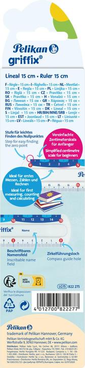 Produktbild Pelikan Lineal 15cm Griffix blau (15 cm, Kunststoff)