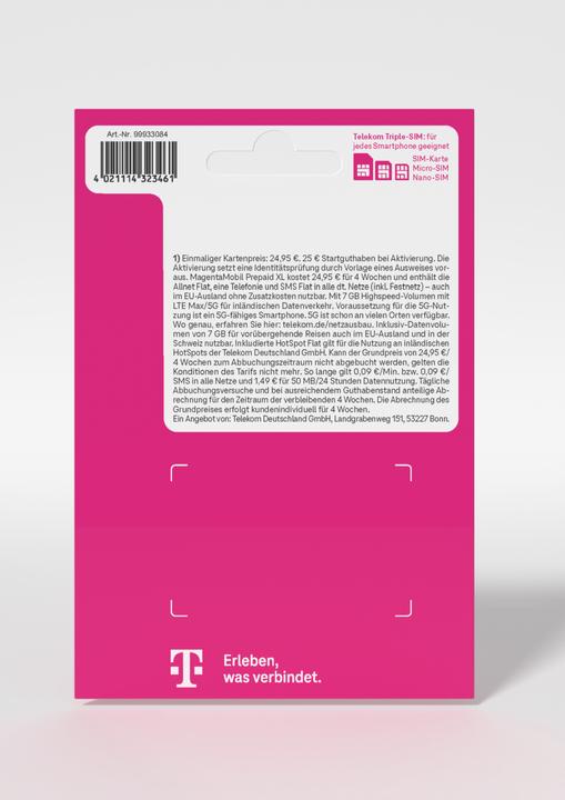 Actual product image Telekom Magenta Mobil Prepaid XL
