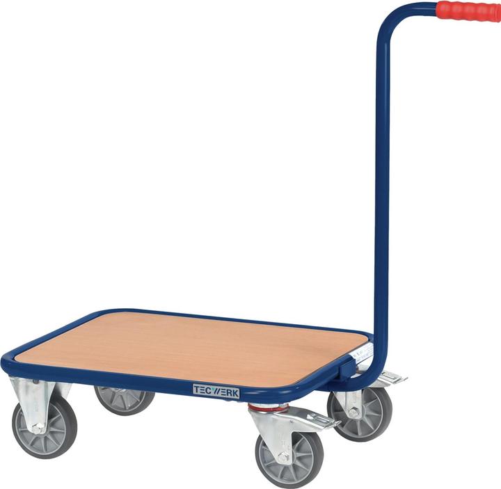 Actual product image Tecwerk Trolley with handle L600xW500mm wood-based panel platform pigeon blue, RAL 5014 over. load-bearin... (250 kg, 1)