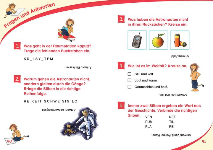 Actual product image Leselöwen 1. Klasse - Alarm auf der Weltraumstation (German, Alexander Bux, Annette new farmer, Loewe first readers, 2020)