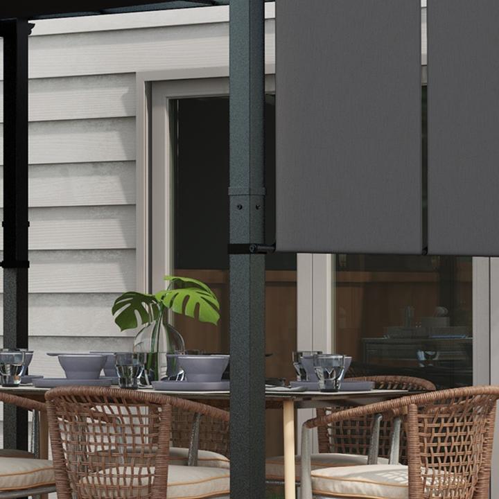 Image du produit Outsunny Pergola Stahl, Polyesterstoff Dunkelgrau (357 cm, 296 cm)