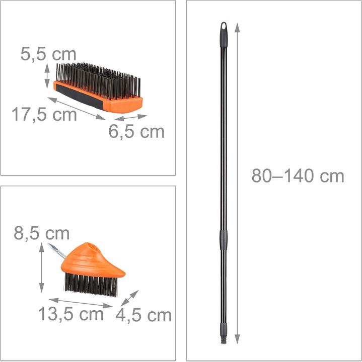 Actual product image Relaxdays Joint Brush Set With Telescopic Handle