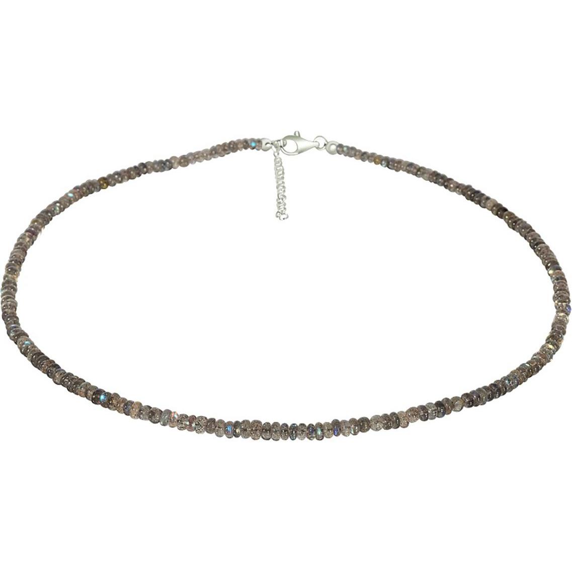 Xen, Halsschmuck, Labradorit- Collier 3 - 4,5 mm Kugeln 48 + 5 cm 925 Silber, (925 Sterling Silber, 48 cm)