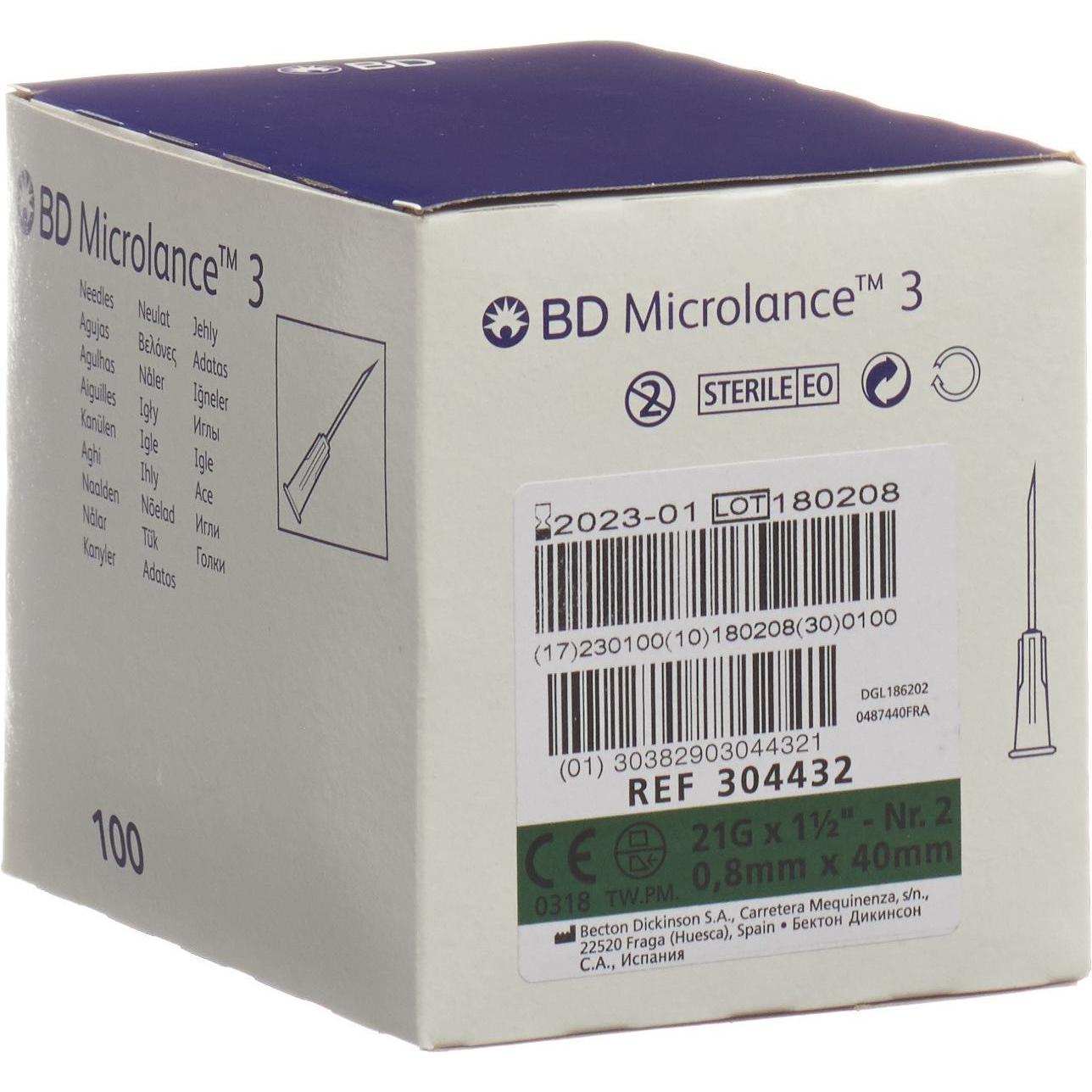 BD, Praxisbedarf, Microlance 3 Injektion Kanüle 0.80x40mm grün 100 Stk