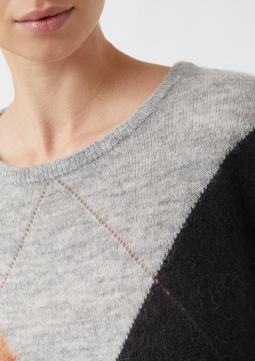 Produktbild Comma Strickpullover Strickpullover aus Alpakawollmix mit Rautenmuster (S)