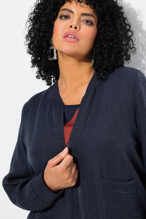 Actual product image Ulla Popken Textured College Collar Blouson (50, 52)