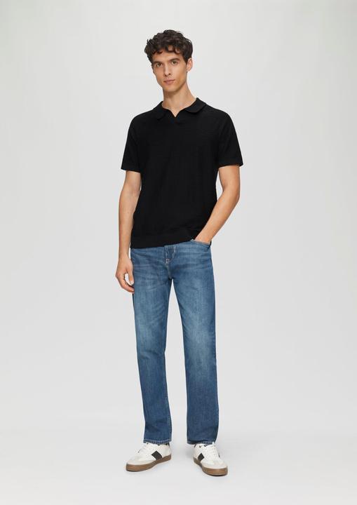 Produktbild S.Oliver Strickpullover Gestricktes Poloshirt mit Flammgarnstruktur (XXL)