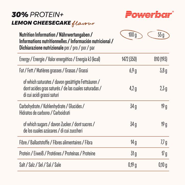 Nutritional values and ingredients Powerbar ProteinPlus Bar (15 x 55g) (15 pcs., 825 g)