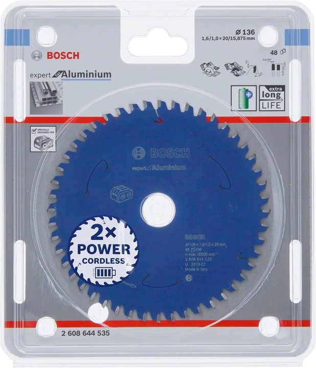 Actual product image Bosch Professional Zubehör Cordless circular saw blade Expert for Aluminium, 136 x 1.6/1 x 20, 48 teeth