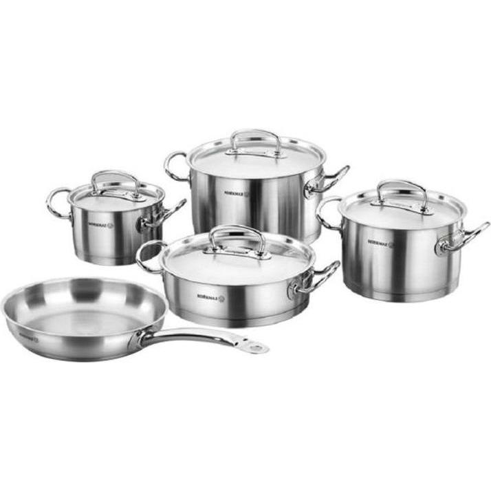 Korkmaz Argento Kookpunt Proline Pannenset Met Koekenpan En Rvs Deksels A1150, 5-Delig, Padella + Pentola,