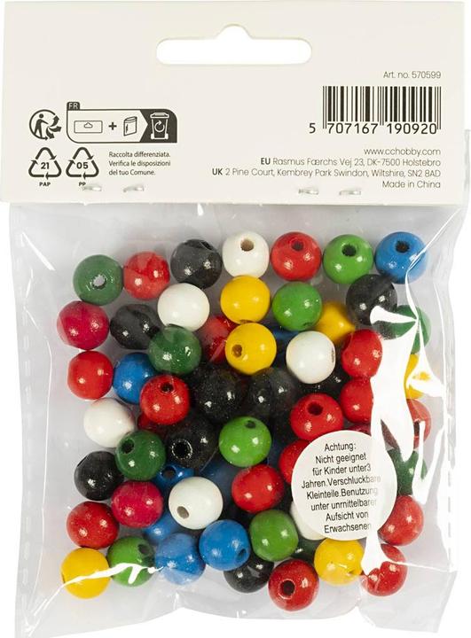 Produktbild Creativ Company Holzperlen in verschiedenen Farben, 150 Stück.
