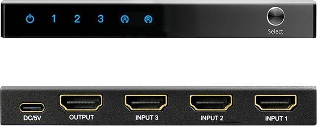 Actual product image LogiLink HDMI-Switch, 3x1-Port, 4K/60 Hz, HDCP, HDR, CEC, RC