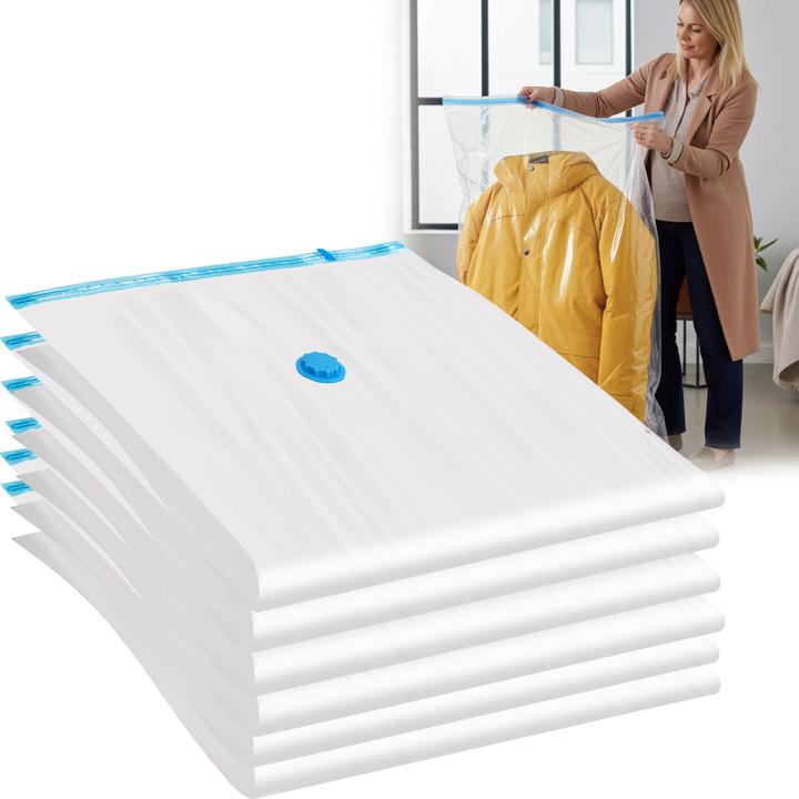Produktbild Ideoon 6er-Set platzsparende Vakuumbeutel XL, 80 x 120 cm, Kompression mit dem Staubsauger