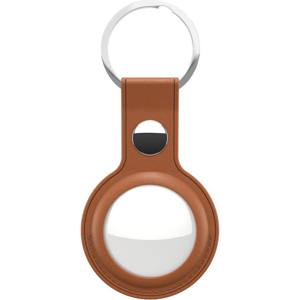 Keybudz Leather Keyring for AirTag 2-pack (Color: Tan), Tracker Zubehör, Braun
