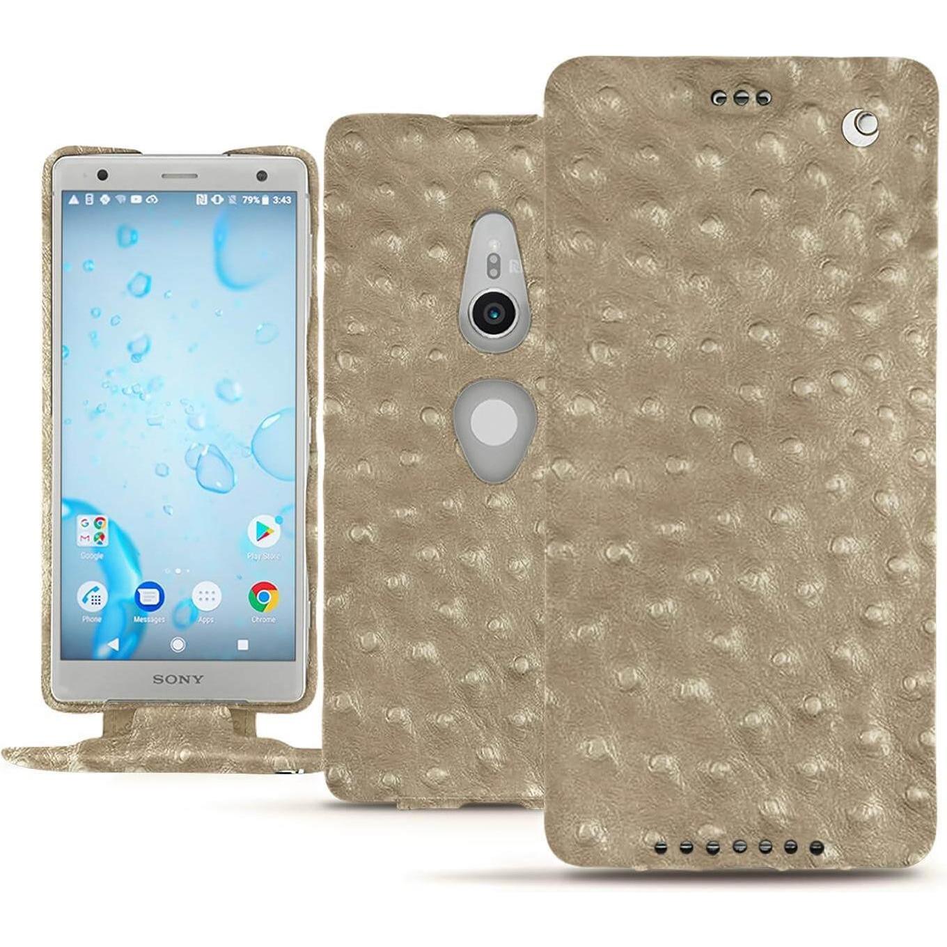 Thumbnail - Noreve Lederschutzhülle vertikal (Sony Xperia XZ2), Smartphone Hülle, Beige