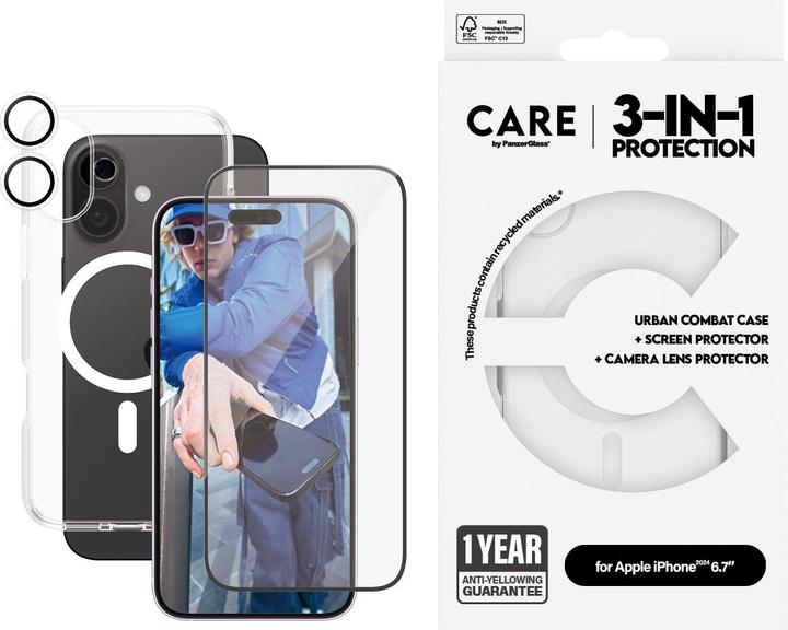 Productafbeelding PanzerGlass CARE vlaggenschip 3-in-1 bundel iPhone '24 6,7" (1 Stuk, Apple iPhone 16 Plus)