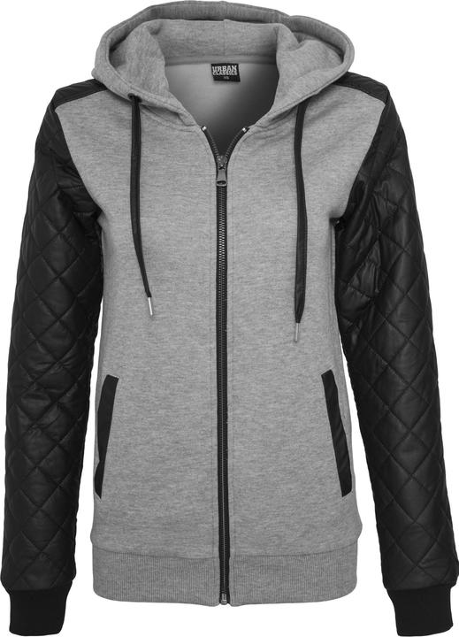 Produktbild Urban Classics Ladies Diamond Leather Imitation Sleeve Zip Hoody (XS)