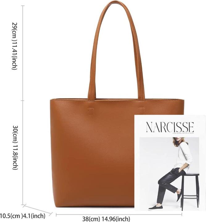 Produktbild Only-Bags.Store Henkeltaschen, einfache Handtaschen PU Leder Shopper Tasche für Arbeit, Schule, Einkaufen mit