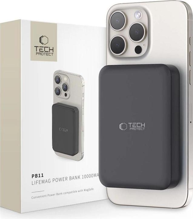 Immagine prodotto Tech Powerbank techninės apsaugos PB11 LifeMag 10000 mAh Juodas (10000 mAh, 15 W)