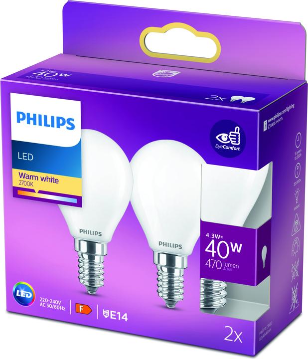 Produktbild Philips Lampe (E14, 4.30 W, 470 lm, 2 x, F)
