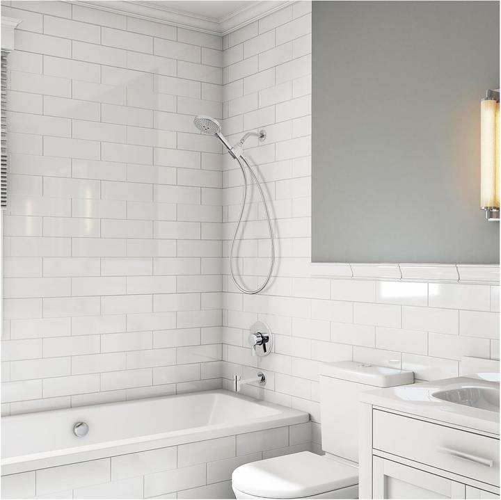 Produktbild hansgrohe Verstellbare Handbrause mit 3 Sprühstrahlen, Regen- und Massagefunktion, einfach zu installieren (3 Strahlarten)