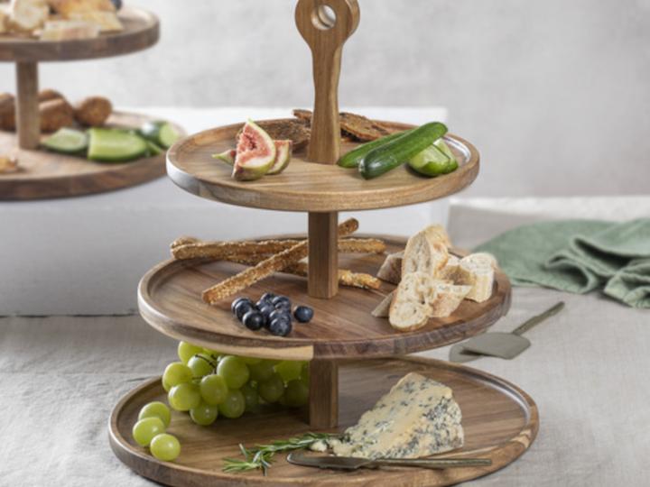 Actual product image Ladelle Gather Round acacia 3-tier serving tower