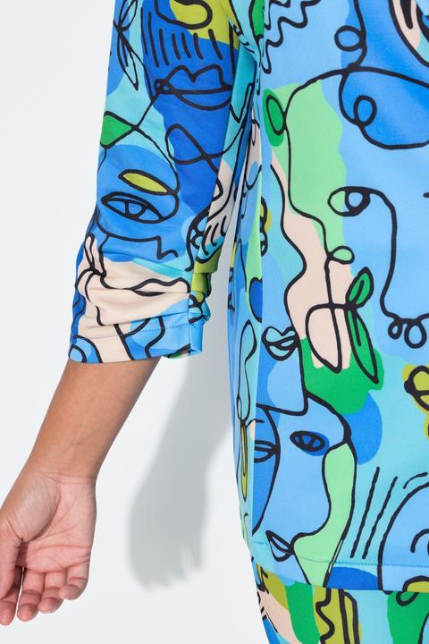 Actual product image Angel of Style 3/4-Sleeve Open Front All-Over Print Blazer (50)