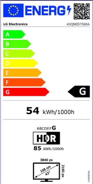 Energie-Label LG 43QNED756RA LED Tv 43 inch (43", QNED75, Mini-LED, 4K, 2023)