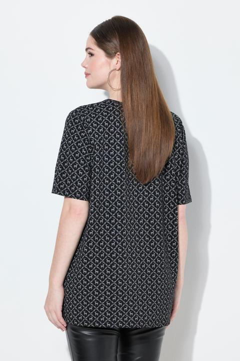 Produktbild Ulla Popken T-Shirt, Trachtenmuster, A-Linie, V-Ausschnitt, Halbarm (58)