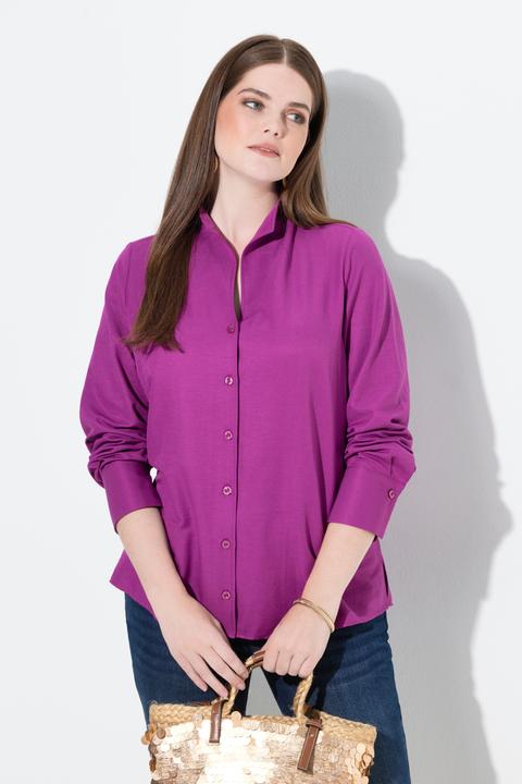 Immagine prodotto Ulla Popken Blusa in tessuto Oxford con scollo montante e maniche lunghe (54)