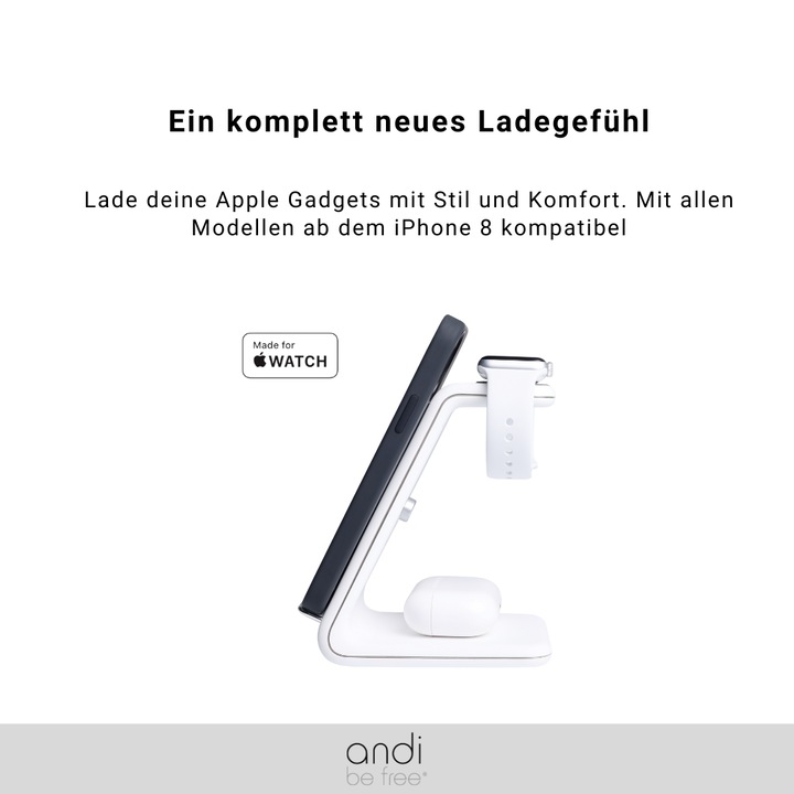 Image du produit Andi be free Station de charge sans fil 3 en 1 pour Apple "Made for Apple Watch". (18 W)