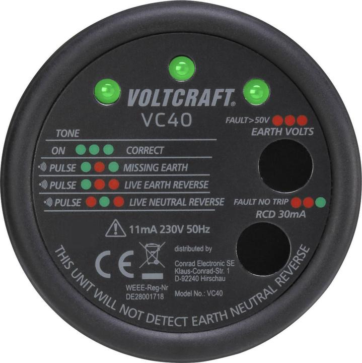 Immagine prodotto Voltcraft Tester per prese VC40 (CAT II 300V, Tester per cavi)