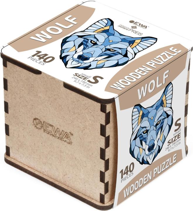 Actual product image Eco Wood Art Wooden puzzle S - Wolf (in a wooden box with 140 pieces) (140 pieces)