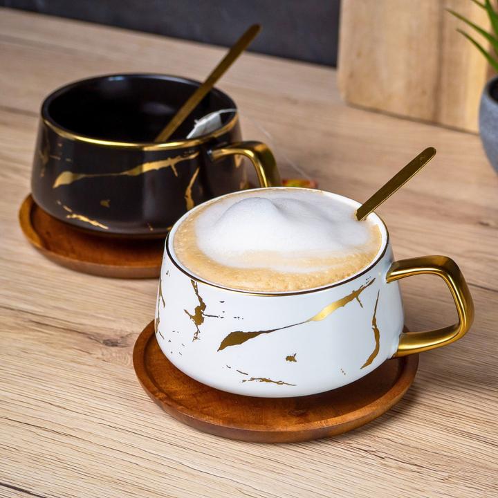 Image du produit Intirilife Tasse à thé avec soucoupe en bois (200 ml, 2 x)