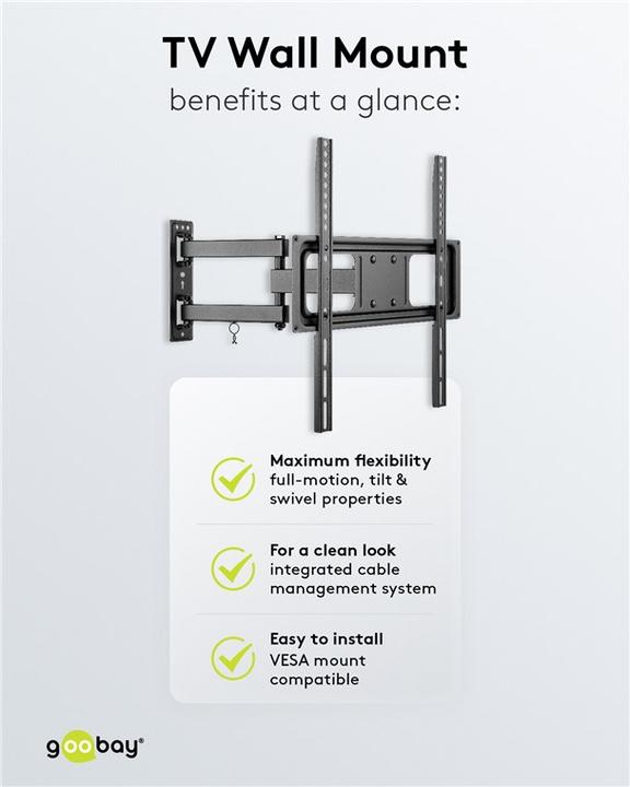 Image du produit Goobay Fullmotion de base (Mur, 35 kg, 32" - 55")