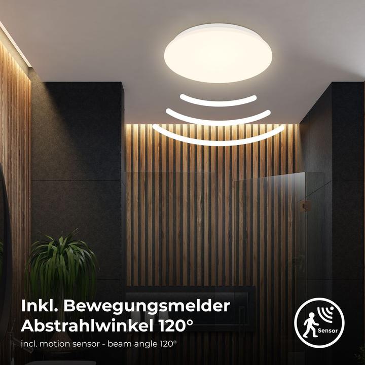 Produktbild B.K.Licht LED Deckenleuchte,Sensor,weiss, LED/12W (1300 lm)