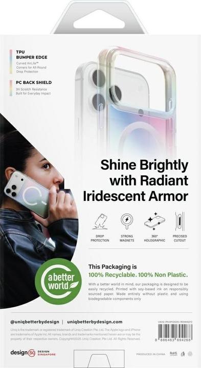 Actual product image Uniq Iridescia case for iPhone 17 Pro Max Magclick Charging holo quartz (Apple iPhone 17 Pro Max)