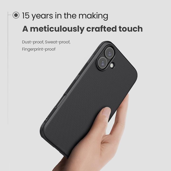 Actual product image Nillkin Super Frosted Shield Pro case for iPhone 16 6,1" black (Apple iPhone 16)