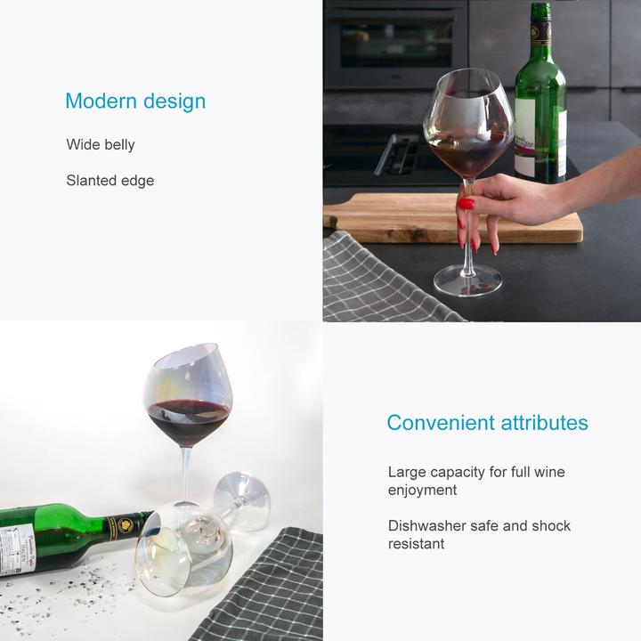 Image du produit Intirilife Verres à vin avec bord moderne (47 cl, 2 Verres, Verres à vin rouge)