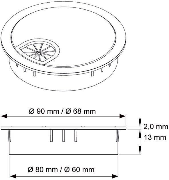 Actual product image OK-Line Kabeldurchlass (Cable hole, 6 cm)