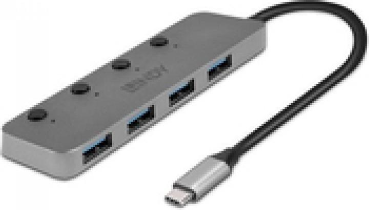 Produktbild Lindy 4 Port USB 3.2 Typ C Hub mit Ein-/Ausschalter Vier zusätzliche USB Typ A Ports, einzeln schaltbar (USB-C, 4 Ports)