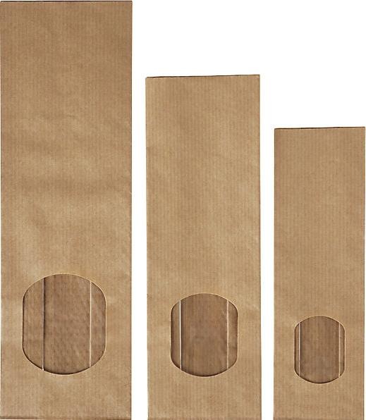Immagine prodotto kaiserkraft Sacchetto con fondo semirigido e finestra, in carta kraft, OPP, lungh. x largh. (500 Pezzo/i)