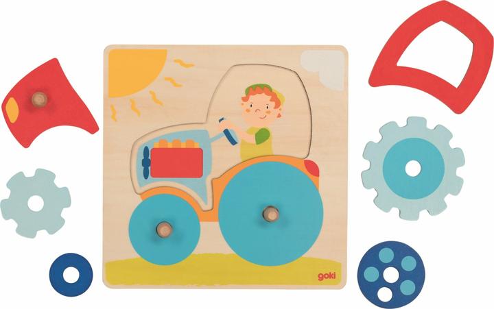 Actual product image Goki Tractor peg puzzle (6 pieces)