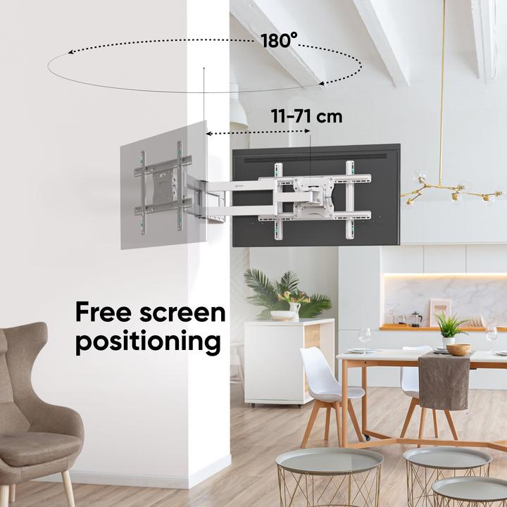 Image du produit Onkron Support mural TV OLED rétractable et pivotant 40" à 75", max VESA 400x400 (Mur, 68 kg, 40" - 75")