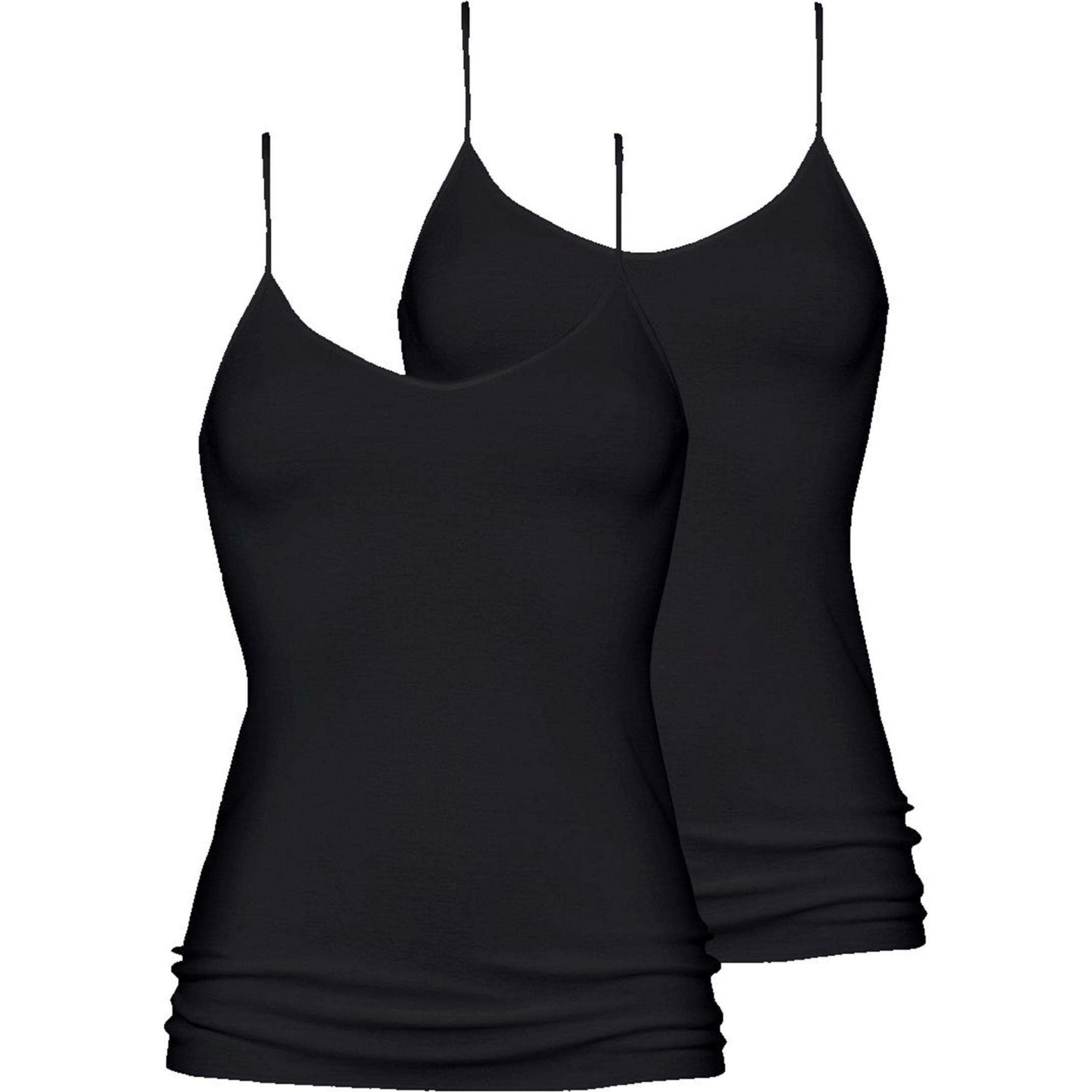 Mey, Damen, Shirt, 2er Pack Noblesse Spaghetti Top, Schwarz, (38)