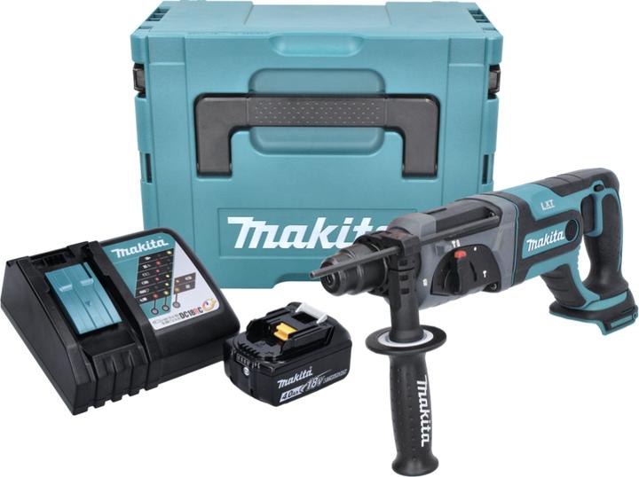 Actual product image Makita DHR 241 RM1J Cordless Rotary Hammer SDS-Plus 18V + 1x Battery BL 1840 B 4.0 Ah + 1x Fast (Rechargeable battery operated)