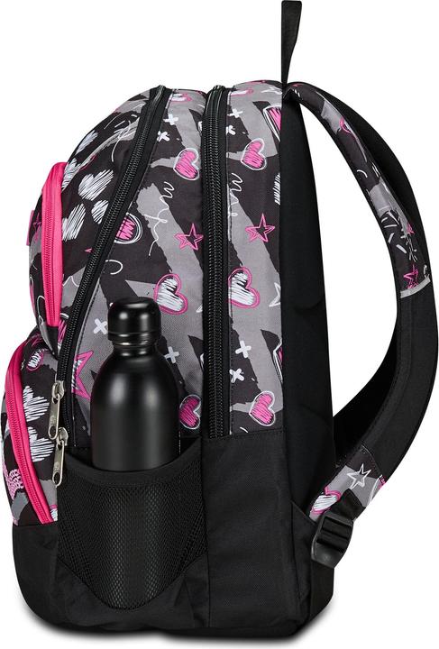Actual product image Seven Adavanced Pockets Black Fuchsia School Backpack (33 l)