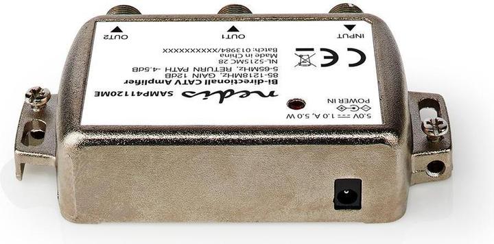 Produktbild Nedis SAMP41120ME CATV-Verstärker Verstärkung: 12 dB 85-1218 MHz Anzahl der Ausgänge: 2 Rückweg Silb (Stromversorgung)