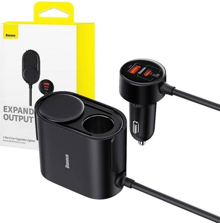 Immagine prodotto Baseus Accendisigari per auto 1 per 2 ad alta efficienza Pro 30 W (nero)
