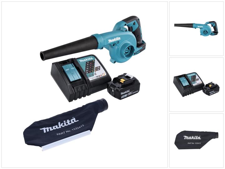 Productafbeelding Makita DUB 185 RT1 Accu Bladblazer 18 V + 1x Accu 5.0 Ah + Oplader + Opvangzak (Oplaadbare batterij, Bladzuiger)
